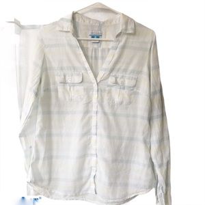 Columbina 100% cotton súper soft women’ Roll Tab Sleeves Button Down shirt Sz S‎